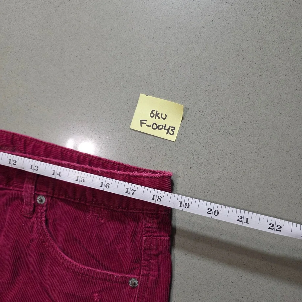 American Eagle Magenta Pink Corduroy Distressed Mini Skirt Size 14